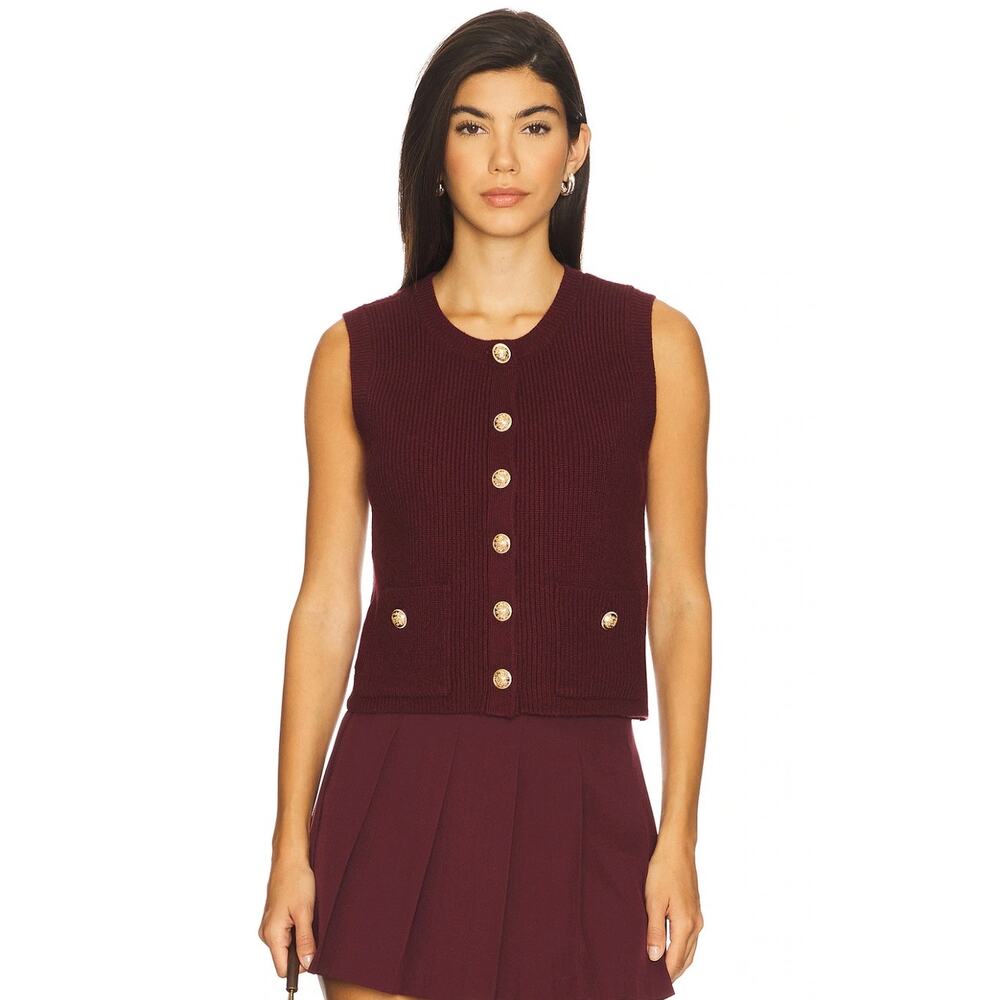 New Steve Madden Aliyah Sweater Vest Maroon Medium Wine Preppy Purple